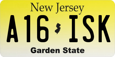 NJ license plate A16ISK