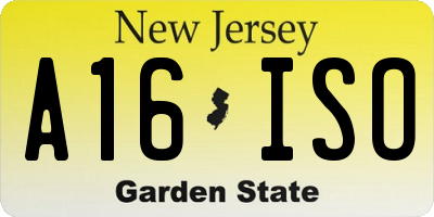 NJ license plate A16ISO