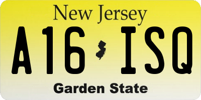 NJ license plate A16ISQ