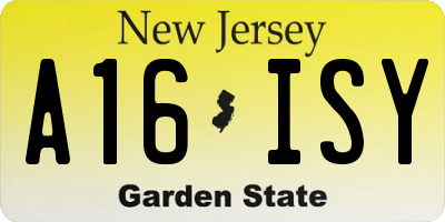 NJ license plate A16ISY