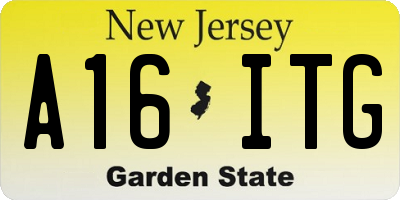 NJ license plate A16ITG