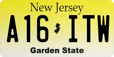 NJ license plate A16ITW