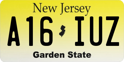 NJ license plate A16IUZ