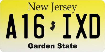 NJ license plate A16IXD