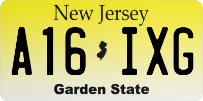 NJ license plate A16IXG