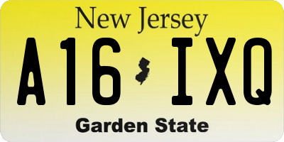 NJ license plate A16IXQ