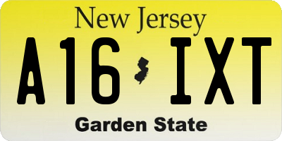 NJ license plate A16IXT