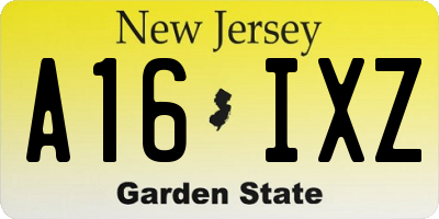 NJ license plate A16IXZ