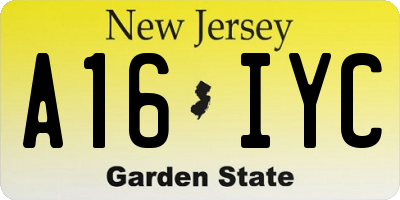 NJ license plate A16IYC