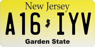 NJ license plate A16IYV