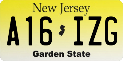 NJ license plate A16IZG
