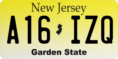 NJ license plate A16IZQ