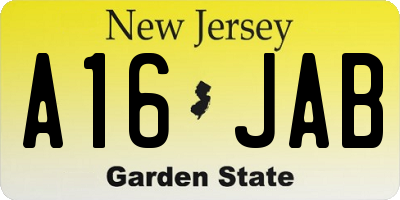 NJ license plate A16JAB