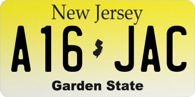 NJ license plate A16JAC