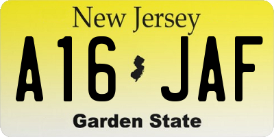 NJ license plate A16JAF