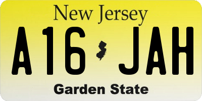 NJ license plate A16JAH