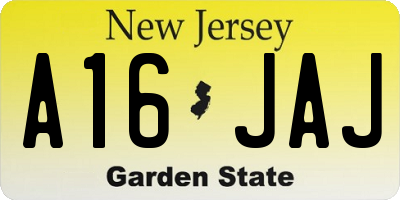 NJ license plate A16JAJ