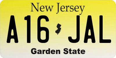 NJ license plate A16JAL