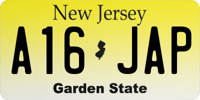 NJ license plate A16JAP