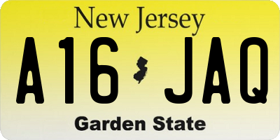 NJ license plate A16JAQ