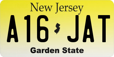 NJ license plate A16JAT