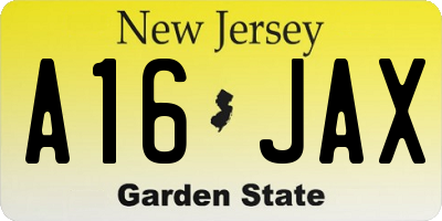 NJ license plate A16JAX