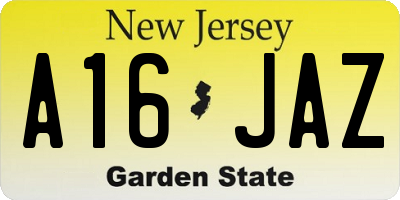 NJ license plate A16JAZ