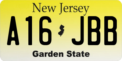 NJ license plate A16JBB