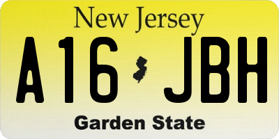 NJ license plate A16JBH