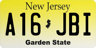 NJ license plate A16JBI