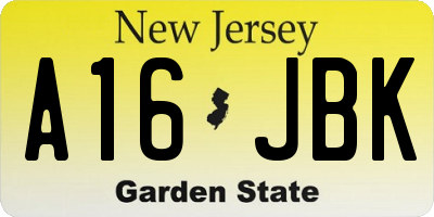 NJ license plate A16JBK