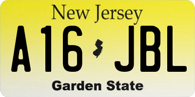 NJ license plate A16JBL
