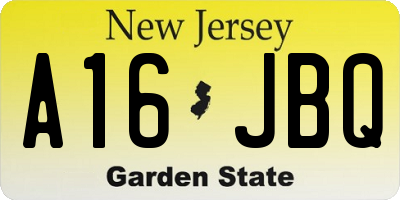 NJ license plate A16JBQ