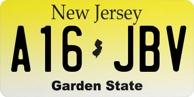 NJ license plate A16JBV