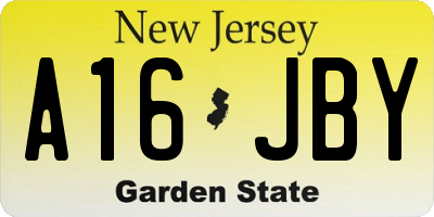 NJ license plate A16JBY
