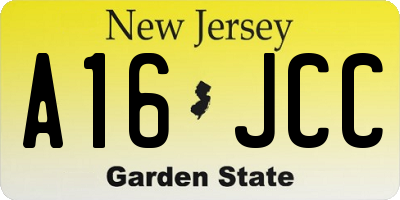 NJ license plate A16JCC