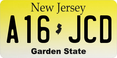 NJ license plate A16JCD