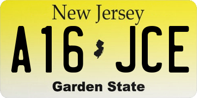 NJ license plate A16JCE
