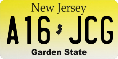 NJ license plate A16JCG