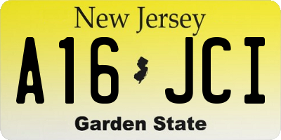 NJ license plate A16JCI