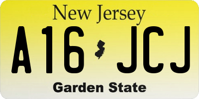 NJ license plate A16JCJ