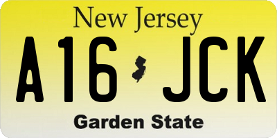 NJ license plate A16JCK