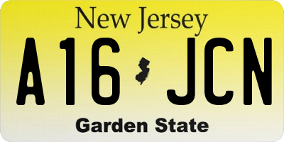 NJ license plate A16JCN