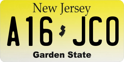 NJ license plate A16JCO