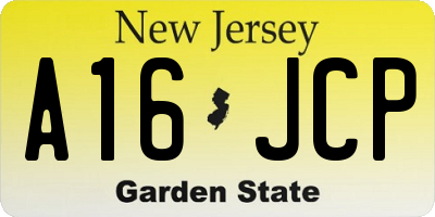 NJ license plate A16JCP