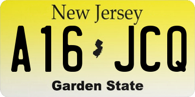 NJ license plate A16JCQ
