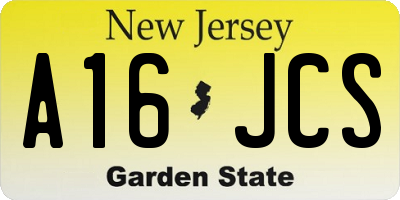 NJ license plate A16JCS