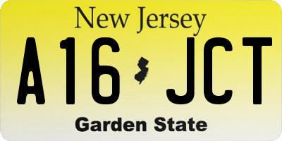 NJ license plate A16JCT