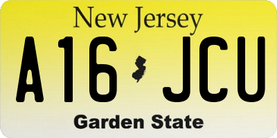NJ license plate A16JCU