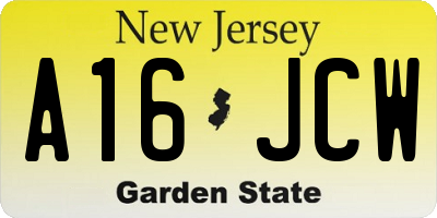 NJ license plate A16JCW